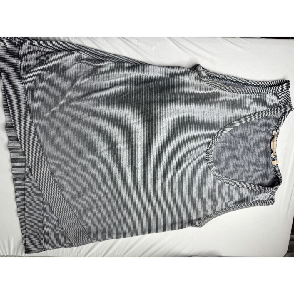 Soft Surroundings Striped Tank Top Navy White Tulip Hem Scoop Neck Medium